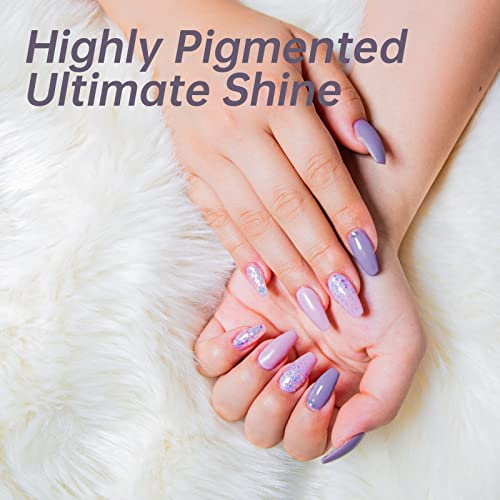 UV Nagellack Gel Nagelgel Set 8pcs Gellack Violett Glitter Shellac Gellack mit Base Coat & Top Coat für Nail Art Salon… – Bild 6