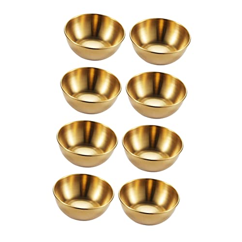 COLLBATH 1 Set 8pcs Dish Seasoning Air Vent Clips for Car Sauce Dipping Bowl Chips and Dip Serving Dish Chip Bowl Fruit Sauce Bowl Pot Seasoning Dishes Round Tray Cup Golden Stainless Steel