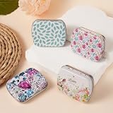 4PCS Mini Hinged Tin Boxes - Assorted Floral Designs for Hair Ties, Candy & Keys - Portable Travel Metal Storage Containers Jewelry Storage Present