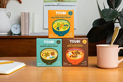 Tsubi Miso Soup Mixed Box Trio (12 Soups) Vegan Instant Soup, Low Carb Non-Gmo Gluten Free No Msg, 6 Oz Servings #TOP1