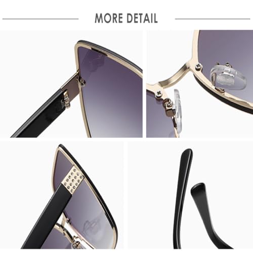 Lunettes de soleil sans monture rectangle noir dégradé anti-éblouissement LVTFCO - 5