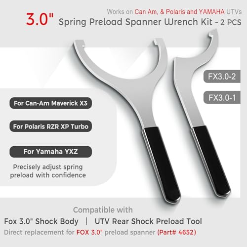 Image of 3.0 inch Spring Preload Spanner Wrench fit for Can-Am X3, Polaris RZR, and Yamaha YXZ UTVs Models with 3.0 inch Shock Body (for FOX 3-inch Shocks Body)