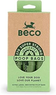 Beco Strong & Large Poop Bags - 270 Bags (18 Rolls of 15) - Unscented - Dispenser Compatible Dog Poo Bags