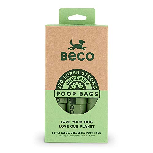Beco Tassen - Reispakket - 60 Sterke Grote Poop Zakjes voor Honden, Ongeparfumeerd, Value Pack 18 Rolls (270 bags), Groen