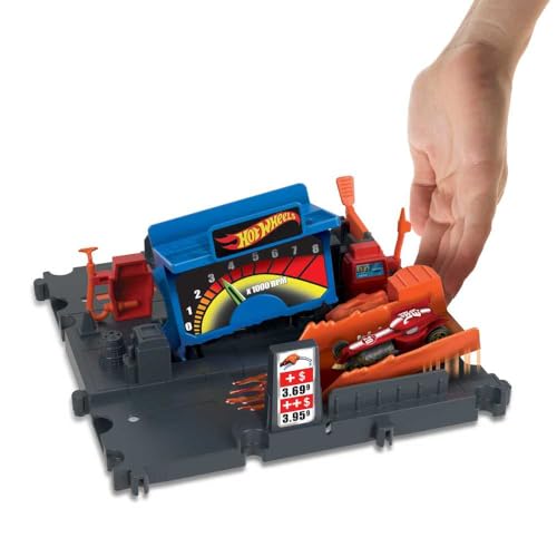 Image of Hot Wheels City Gas Station Playset with 1 Car, Connects to Other Sets, Car-Activated Features, Track Play Details, Gift for Kids