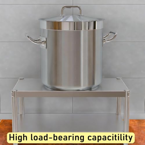 Mesa de acero inoxidable con ruedas y dos niveles con refuerzo triangular estable 5