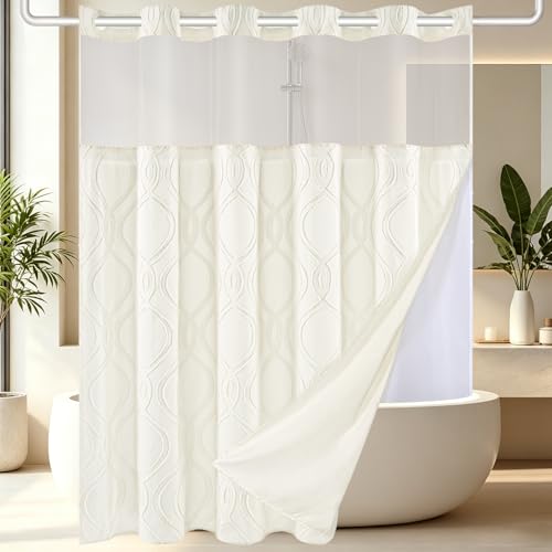 No Hook Shower Curtain with a Snap In Liner