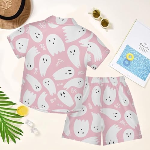 Image of visesunny Boy's 2 Pieces Shirt and Short Set Casual Shirts Short Sleeve Beach Shorts Summer Outfits for 3-10 Years Kids