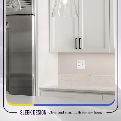 Image of ENERLITES Combination Toggle Light Switch /Decorator Light Switch Plate, Double Switch Wall Plate, Standard Size 2-Gang 4.50 inch x 4.57 inch, Polycarbonate Thermoplastic, 881131-W-2PCS, White (Pack of 2)