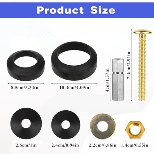 Universal Toilet Tank to Bowl Repair Kit Toilet Tank to Bowl Bolt & Gasket Hardware Kit for 2-Piece Toilet Seal American Standard Toilet Parts Toilet Repair Kit Inside Toilet Tank Replacement Kit - Thumbnail 4