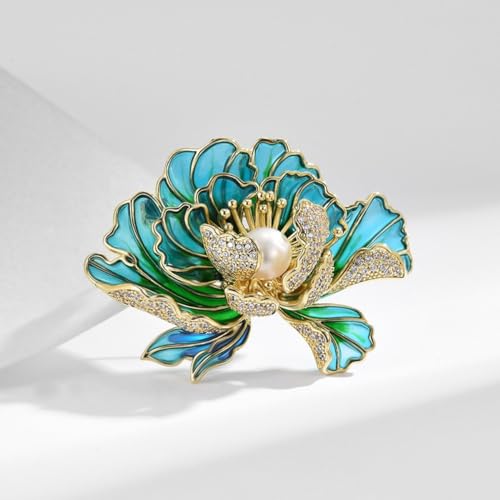 Image of Flower Brooch Pin - Rhinestone Flower Pin 18k Gold Plated - Thanksgiving Day, Birthday, Wedding Gifts for Mom, Wife