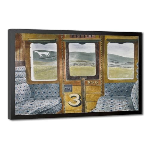 Affiches sur toile Eric Ravilious déco salon paysage train Salisbury Plain 50cm