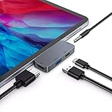 USB C HUB Adapter for iPad Pro 11/12.9 2019/2018 Hub,USB C to HDMI Dongle with 3.5mm Earphone Headphone Jack,USB3.0,USB C Power Delivery Dock