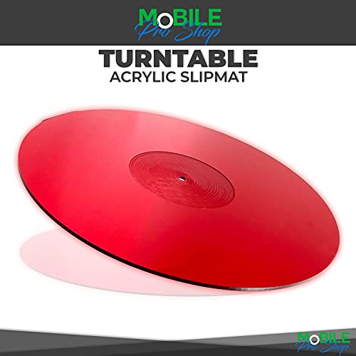 Mobile Pro Shop Acrylic Turntable Mat - Acrylic Slipmat For Vinyl Lp Record Players - Improves Sound Quality & Provides Tighter Bass - Anti Static Platter Mat (Red_Lit) #TOP2