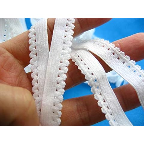 VOMONO 1cm White Picot Edge Elastic Trim Cover