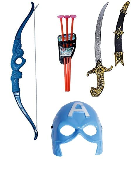 Ekan Combo of Hunting Shooting Bow and Arrow with Hero Mask and Kids Sword/Talwar Toy Fun Game for Kids Boys and Girls (Combo) (B0BB6TTL5Y) Amazon Price History, Amazon Price Tracker