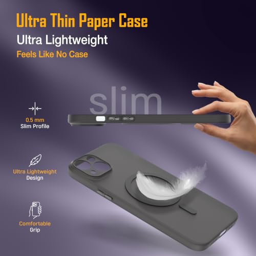 Image of ZAP CASE Paper Thin Case for iPhone 15 Plus | Ultra-Slim 0.5 mm Back Cover | Metal Buttons | Lightweight | Matte Finish | Anti-Fingerprint | Scratch Resistant | Camera Protection | Magsafe | Black