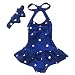 Jastore Baby Girls Swimwear One Piece Swimsuits Beach Wear with Headband (2-3 Years, Blue)