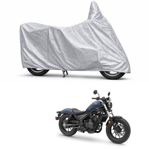 Image of 100% Waterproof Two Wheeler Body Cover Multi Layered Fabric Designed for Honda Rebel 500 | Belt Buckle Lock | Silver Mag