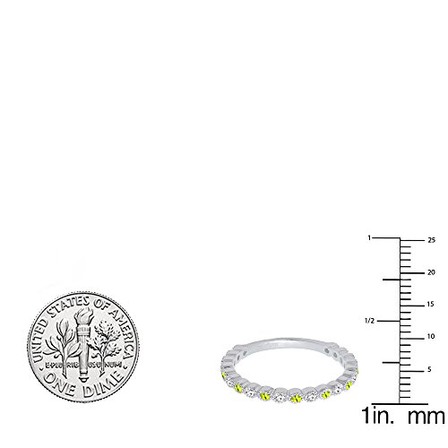 Dazzlingrock Collection 14K Round Gemstone & White Diamond Eternity Stackable Anniversary Wedding Band, White Gold2