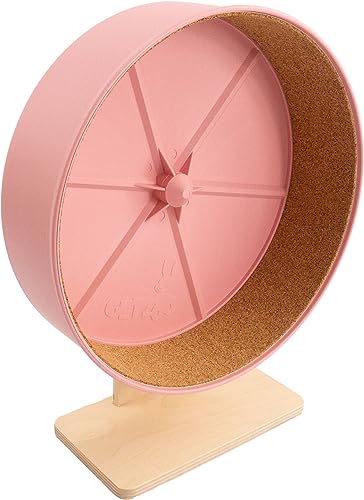 Getzoo Ø 27 cm Kunstofflaufrad (Ø 25,4 cm Innen) mit Holzstandfuß und Austauschbare Korkeinlage I Strapazierfähig I Höhenverstellbar (Blütenrosa)