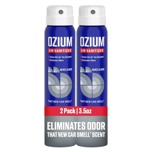 Ozium 3.5oz Air Sanitizer Spray & Odor Eliminator for Homes, Cars, Offices and More, New Car Smell, (Pack of 2)