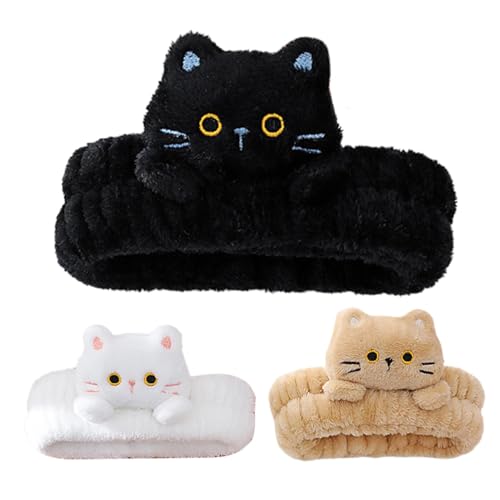 Setauoo Fasce per gatti Spa, fascia per spa per lavare il viso,Fascia per il trucco del gatto con fascia per il lavaggio del viso Spa | Fasce per capelli in peluche con fascia morbida per la cura