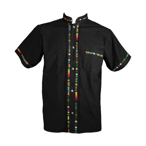 Men's Short Sleeve Mexican Guayabera Shirts Made in Mexico, Multiple Colors (3X-Large, Black)