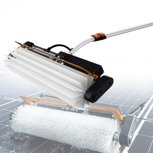 LISHEUK Kit de Cepillo de Limpieza de Ventanas con Panel Solar eléctrico y Mango Extensible para Uso en Exteriores.