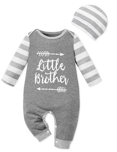 Image of FoWear Newborn Boy Clothes Stripe Sleeve Romper Outfits for Infant Cute Baby Boy Clothes 0-9 Months