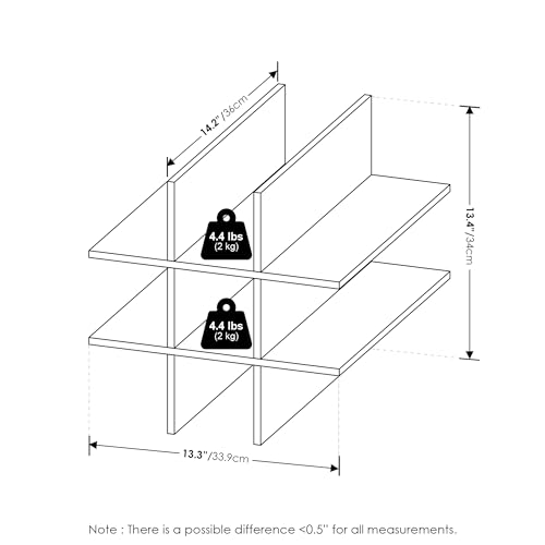 Image of Furinno Cubicle 9-Compartment Cube Insert, Cube Organizer, Dark Oak | 13.3W x 13.4H, Fits into Furinno Extra Thick Cubes, for Organizers and Storage (Does not fit IKEA Kallax Shelving)