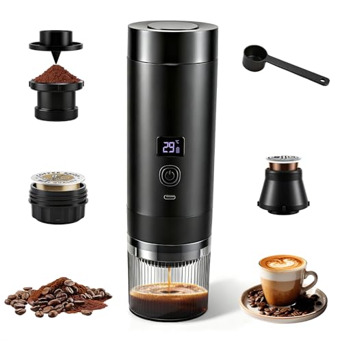 Delousiber Portable Espresso Machine & Coffee Maker, 3-in-1 with Self-Heating USB-C | 20 Bar Pressure, for Ground Coffee & Capsules | 7800mAh Battery for Camping, Car, Office & Travel (Black)