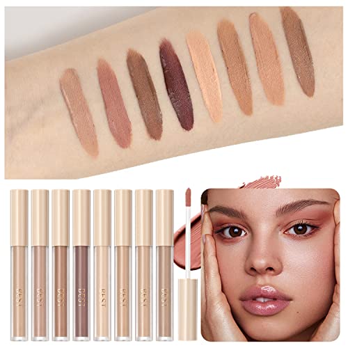 Maepeor Matte Liquid Eyeshadow 8 Colors Neutral Naked Smooth Creamy Eyeshadow Set Lightweight High-Pigmented And Waterproof Long Lasting Matte Eyeshadow (Set 4, Matte Nude) #TOP1