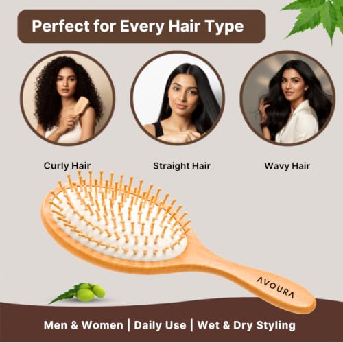 Image of Neem Wooden Hair Brush, Soaked in 21+ Herbs Amla & Bhringraj Oils