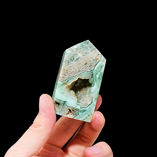 Natural Chlorite Tower Crystal Point Rare Stone Collection Verde Fountain Four Pillar Decoration xiaguolingsm (Size : 50-70g)
