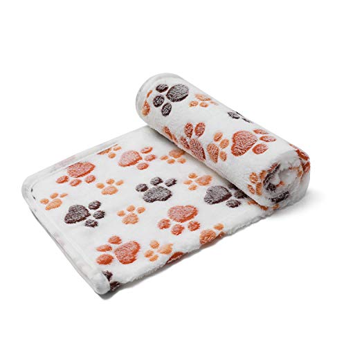 1 Pack 3 Blankets Super Soft Fluffy Premium Fleece Pet Blanket Flannel Throw for Dog Puppy Cat Paw White Large(41x31 inch) - Thumbnail 4