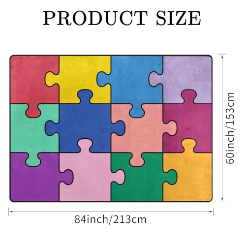 Kids Rug, Classroom Rug Colorful Puzzle Playmat Rugs - 5x7 Ft Kids Carpet with Rubber Backing, Classroom Carpet Play Mat Nursery Rugs for Children Boys Bedroom Playroom School Classroom Seating Carpet