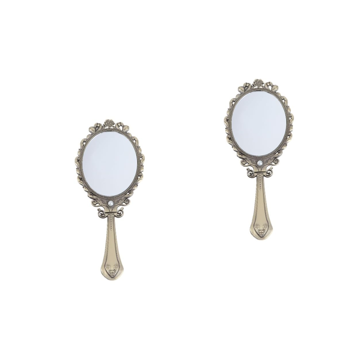 FOMIYES 2 pcs mirror with handle makeup mirror handheld mirror vintage vanity mirror makeup vanity mirror vintage oval antique vanity mirror Retro Style Mirror Makeup Supply Folding desk