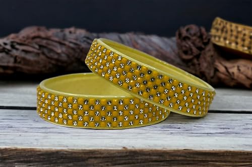Zircon Stone Glass Bangle Indian Fancy Kanch Bangles (2.60)