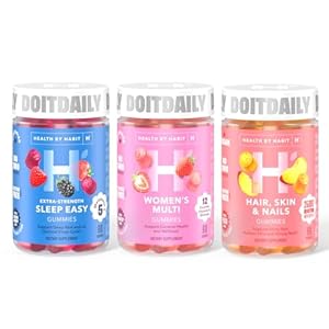 Health by Habit Shine On Kit – Hair, Skin & Nails Gummies, Sleep Easy Gummies & Women’s Multi Gummies – Supports General Health, Wellness, Shiny Hair, Radiant Skin, Strong Nails, Deep Sleep, Melatonin