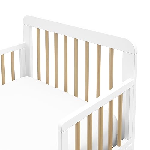 Storkcraft Pasadena Toddler Bed (White with Driftwood) - GREENGUARD Gold Certified, Fits Standard Full-Size Crib & Toddler Mattress, Toddler Safety Guardrails Included, Complete Design with Footboard - Image 6