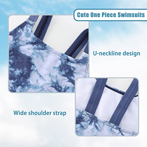 Image of Girls One Piece Swimsuits Tie Dye Bathing Suit for Girls Hawaiian Swimwear 3-16 Years