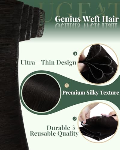 Image of Ugeat Genius Weft Extensions Human Hair Brown, 18 Inch Medium Length 50G