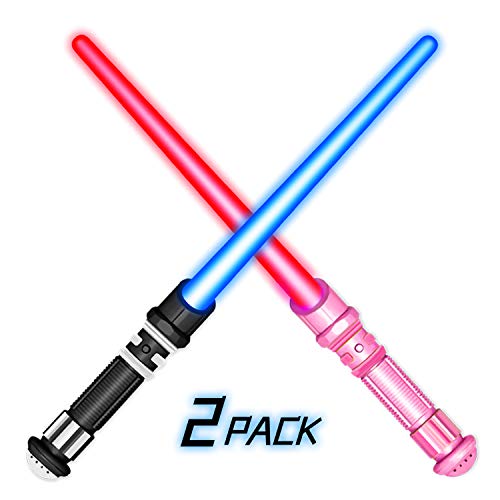 2 Pack Light Up Sword Saber for Kids Toddlers Adults Pretend Play Glow