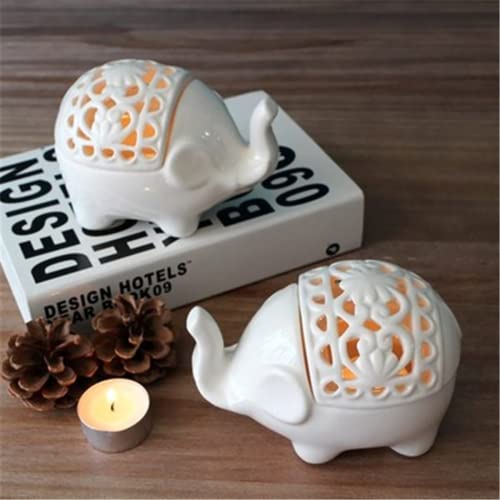 Ceramic White Elephant Candle Tea Light Holder Votive Candle Holders Bulk Table Centerpieces Decoration For Room Bathroom Office Home Tabletop #TOP3