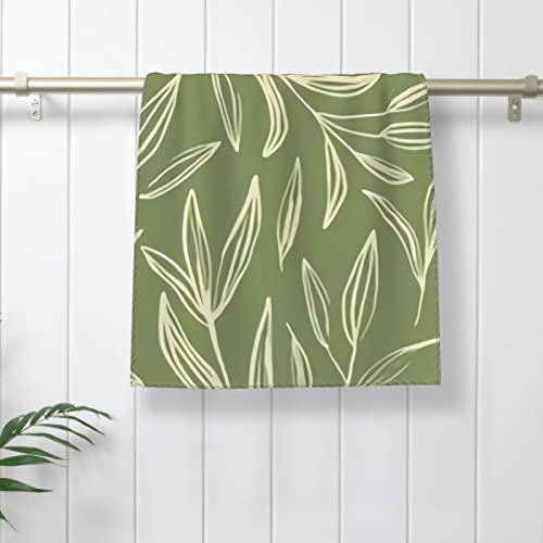 Luxteen Sage Green Botanical Leaves Hand Towels Bathroom Towel Ultra Soft Highly Absorbent Bath Towel Kitchen Dish Guest Towel Decorations One Size #TOP6