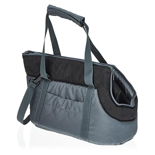 Hobbydog TORGZC6 Bolsa de Transporte para Perros y Gatos, tamaño 22 x 20 x 36 cm, Gris/Negro