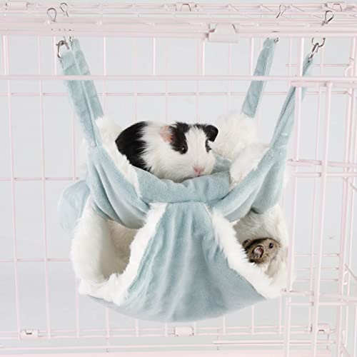 Perzoe Small Animal Hammock Hamster Hammock Plush Hanging Warm Bed Hamster Hideout Cage Accessories For Guinea Pig,Squirrels, Ferrets, Chinchillas Blue L #TOP3