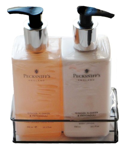 Pecksniff's Hand Wash and Body Lotion Set (Ginger Flower & Patchouli) by Pecksniff's England