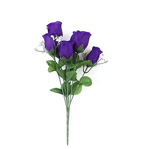 BalsaCircle 84 Purple Silk Rose Buds - 12 Bushes - Artificial Flowers Wedding Party Centerpieces Arrangements Bouquets Supplies
